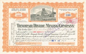 Tonopah Divide Mining Co. - Stock Certificate